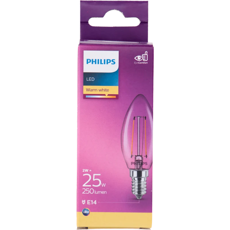 Philips LED filament kaars 25W E14 box