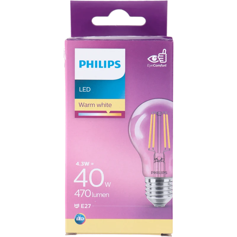 Philips LED filament bulb 40W E27 box