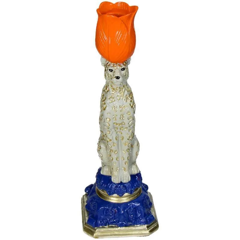 Kandelaar - Leopard wit oranje