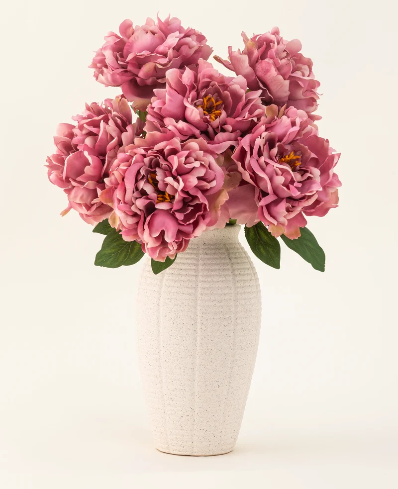 Zijden kunstbloemen boeket Peony Dusty Pink