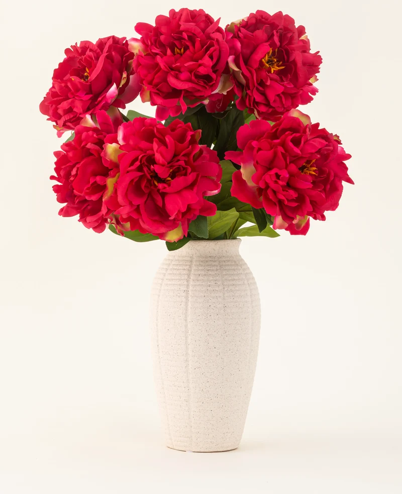Zijden kunstbloemen boeket Peony Raspberry Red