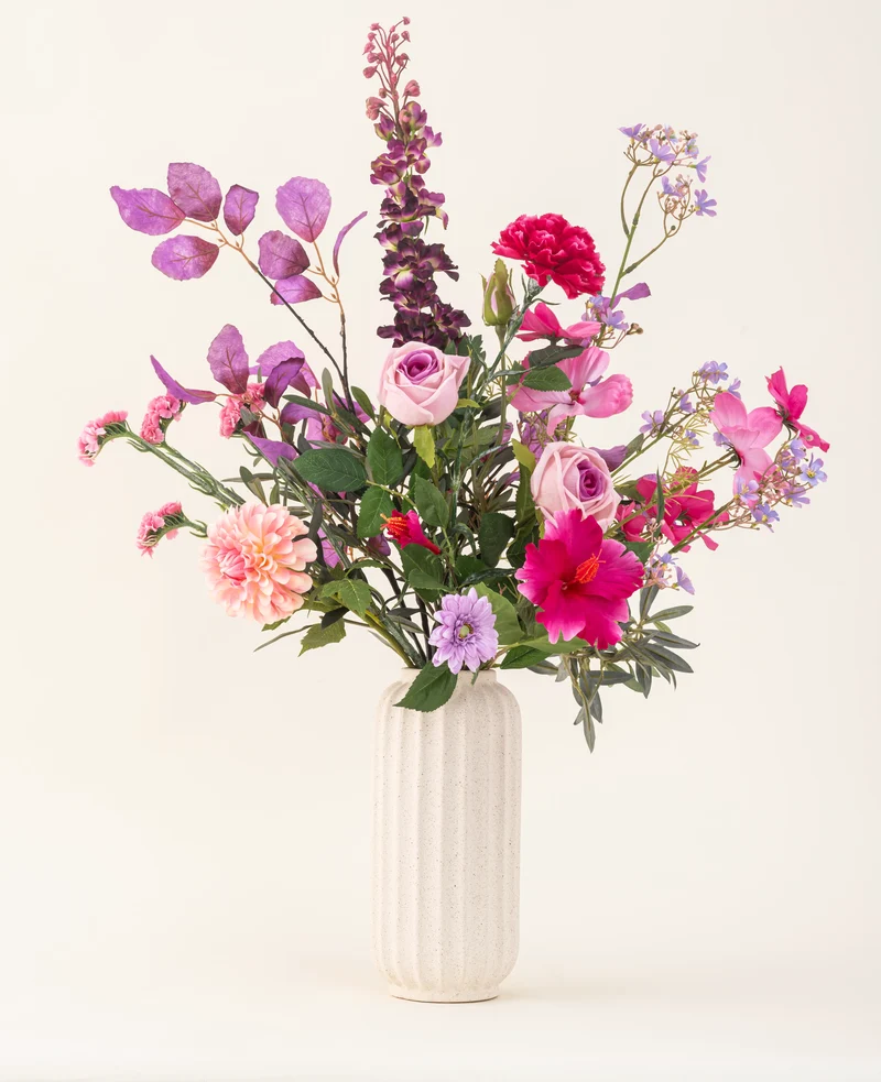 Zijden kunstbloemen boeket Purple Dawn