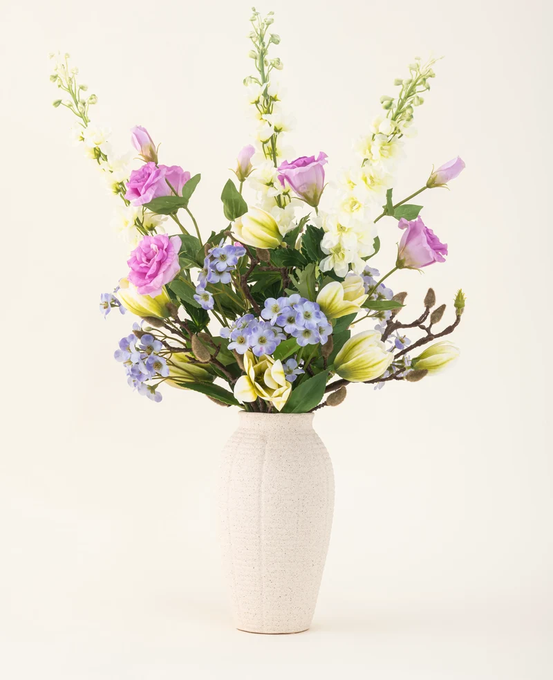 Zijden kunstbloemen boeket Magnolia Glow