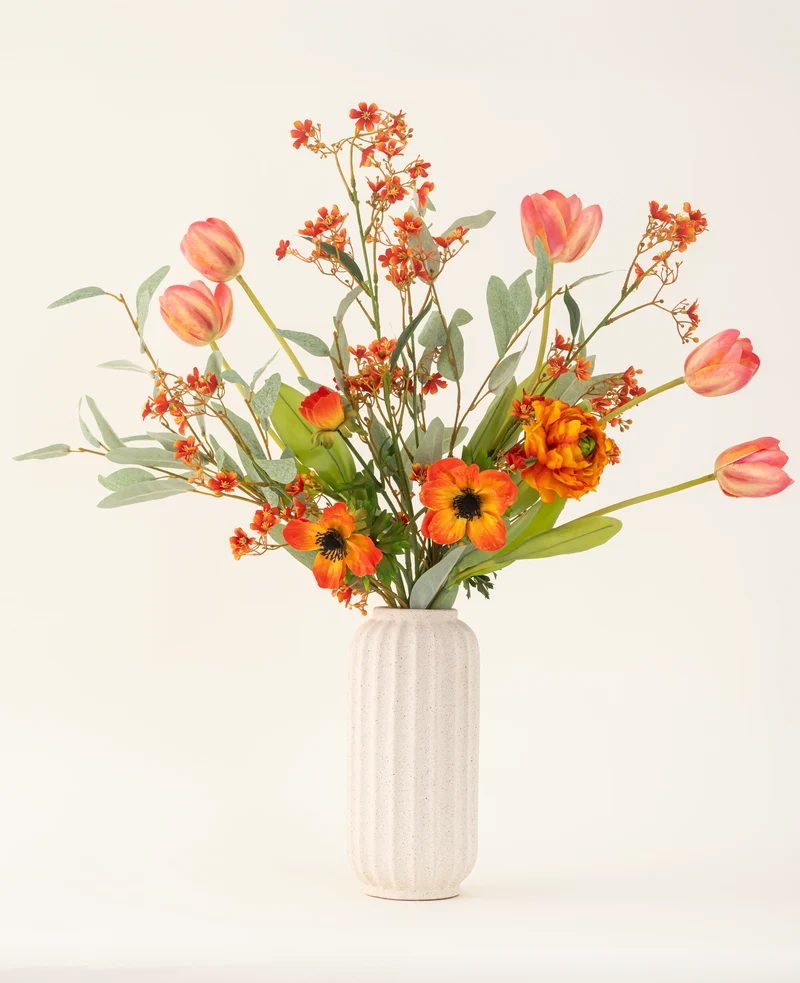 Zijden kunstbloemen boeket Orange Glory