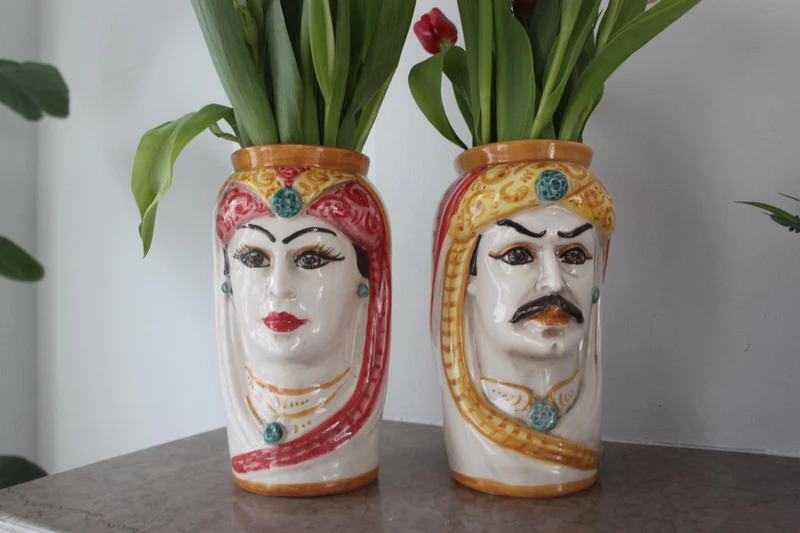 Artwork - Vaas Caltagirone Moro's hoofden (set van 2)