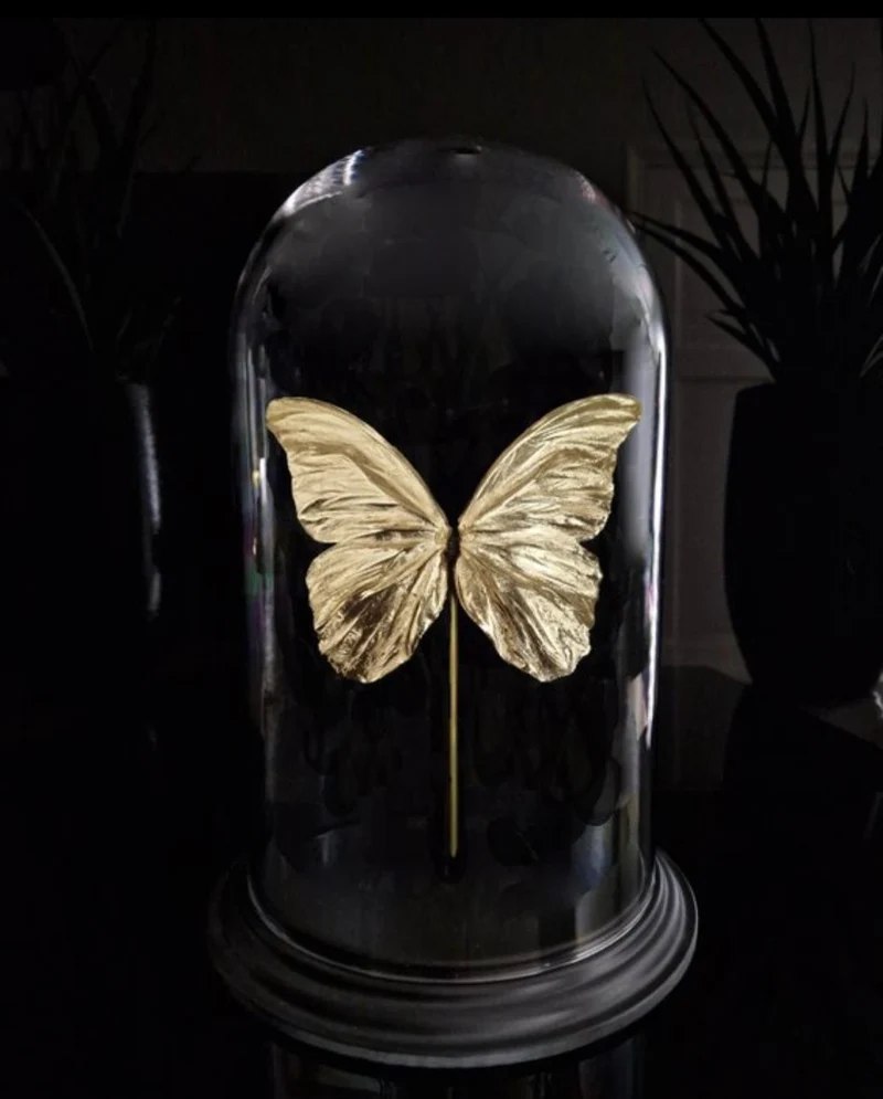 Artwork - Unieke 23kt bladgoud vergulde Morpho Didius vlinder