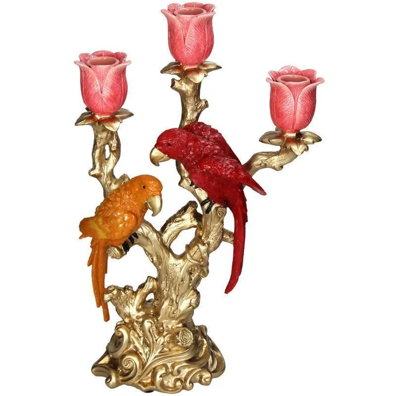 Kandelaar - Vogels rood en oranje