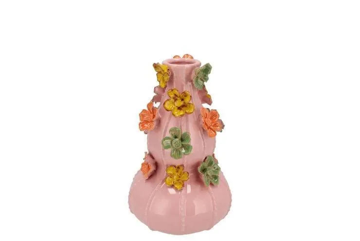 Vaas - Bloemen bubbelvorming lichtroze 14x22cm