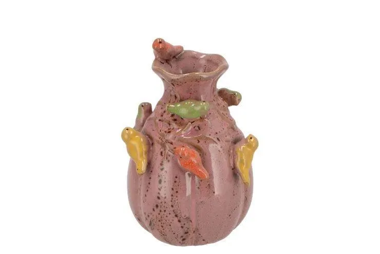 Vaas - Vogels roze met print middel