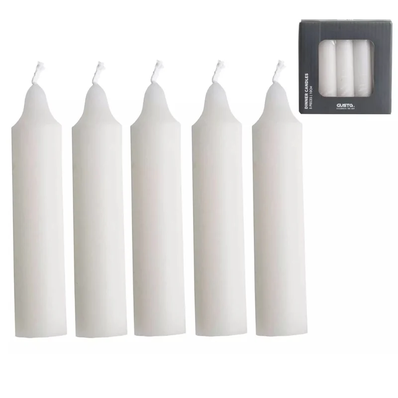 Dinerkaarsen set-van-5 wit 2x2x10cm