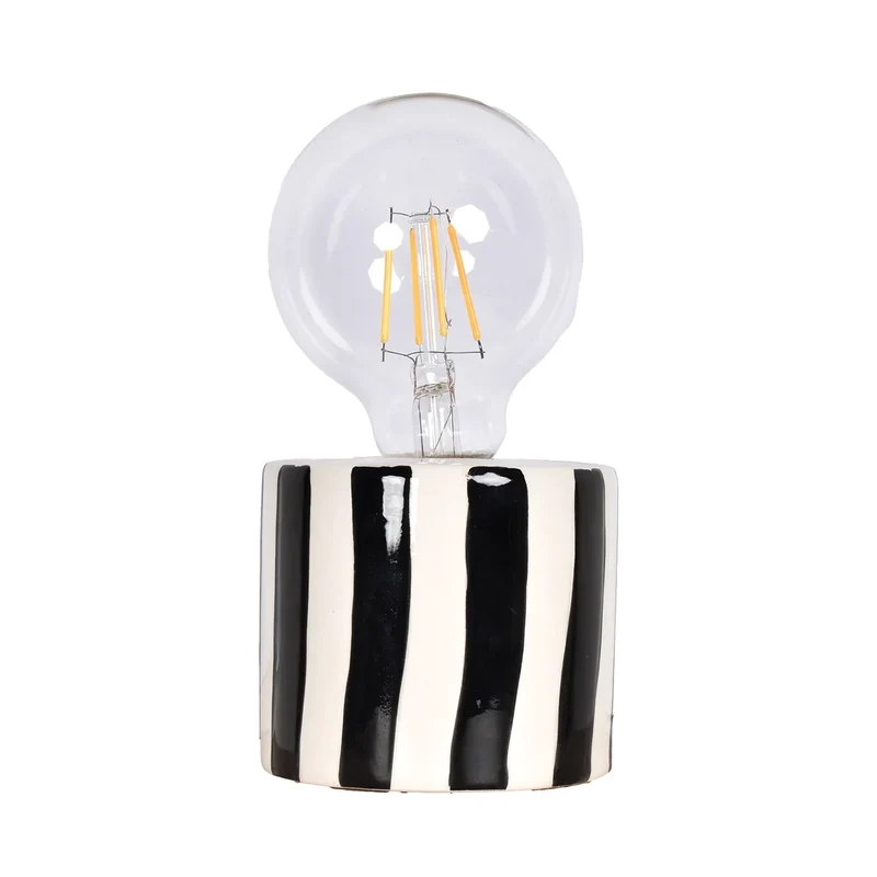 Tafellamp LED draadloos - Zwart Wit gestreept