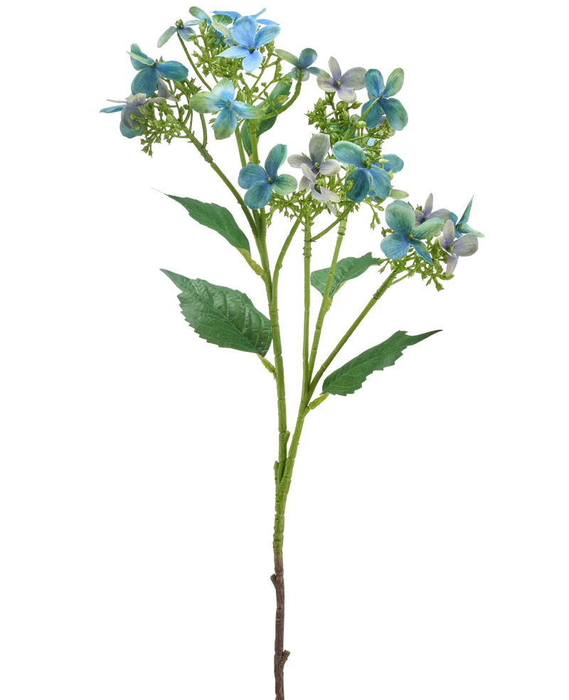 Kunstbloem Wilde Hortensia 62 cm blauw/groen