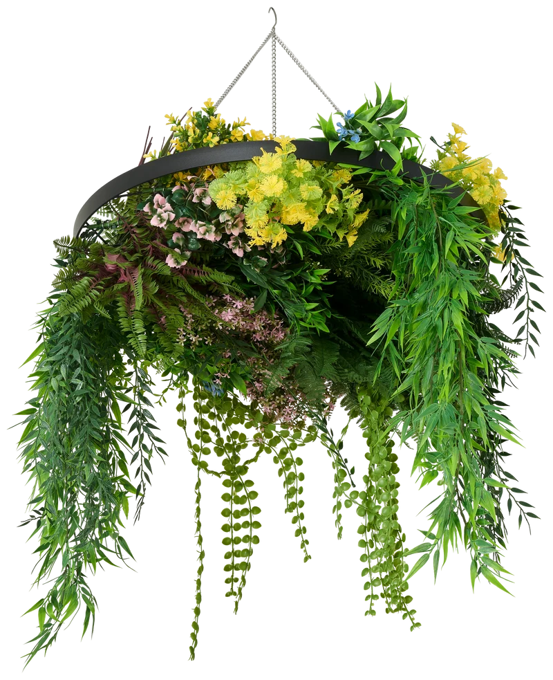 Kunst hangplant varen UV 60 cm in ring goud