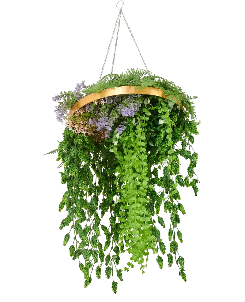 Kunst hangplant varen UV 40 cm in ring goud
