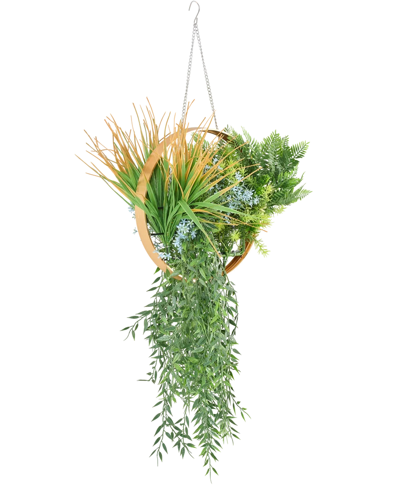 Kunst hangplant varen UV 30 cm in ring goud