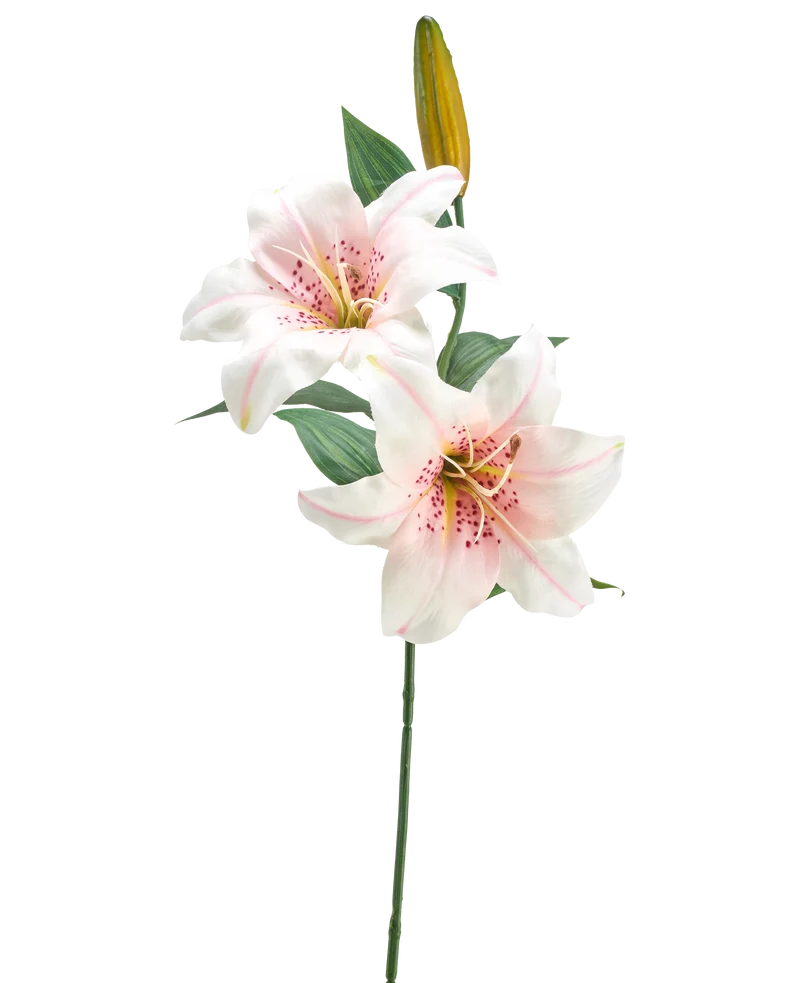 Kunstbloem Lelie 66 cm wit/roze