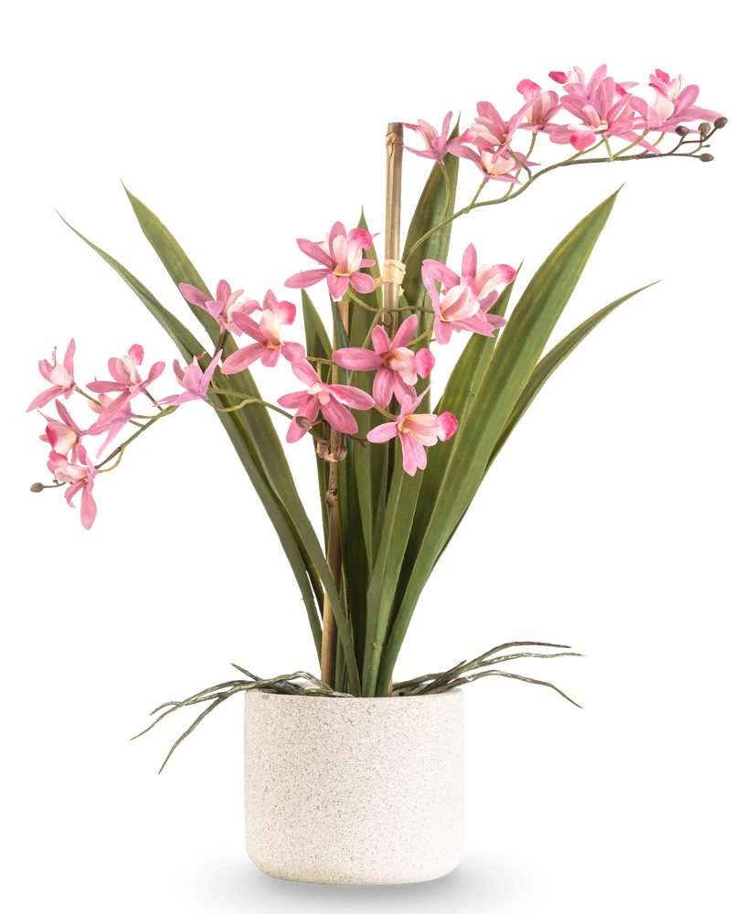 Kunstplant Mini Cymbidium Real Touch 45 cm roze