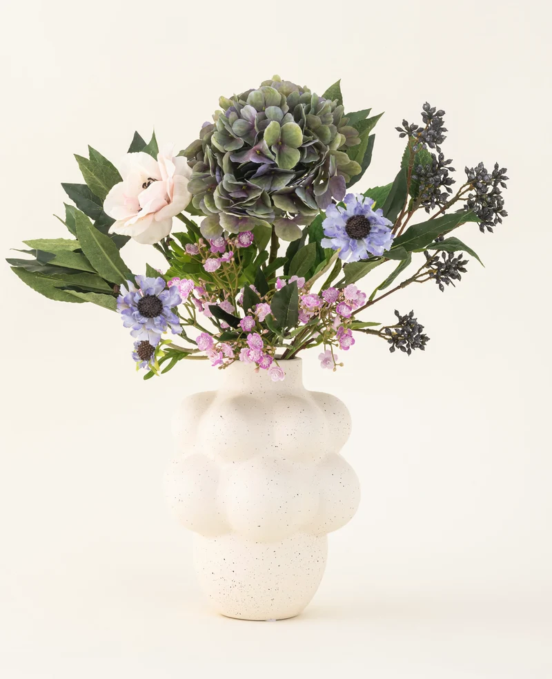 Zijden kunstbloemen boeket Blue Belle