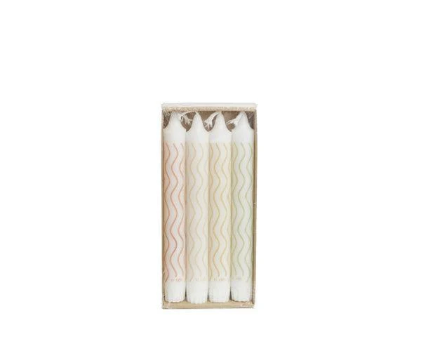 Dinerkaarsen set van 4 - Wave