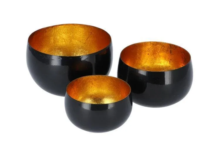Waxinelichthouder - Egg set van drie zwart