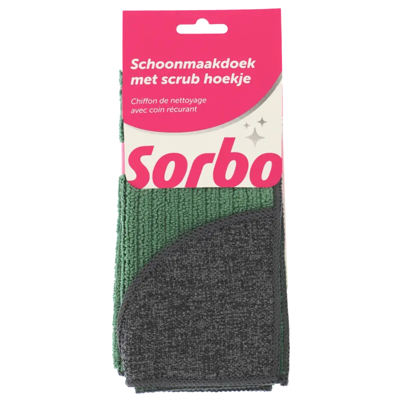 Sorbo Schoonmaakdoek met scrub hoekje 38x38cm