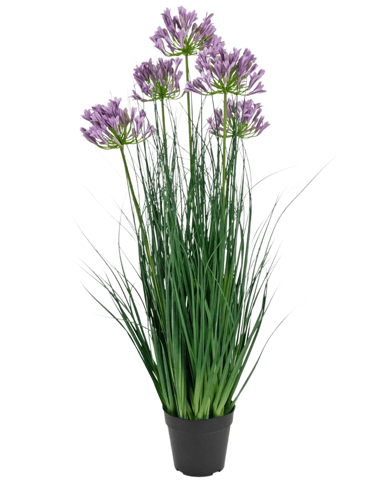 Kunstgras paarse Agapanthus uiengraspot 90cm brandvertragend