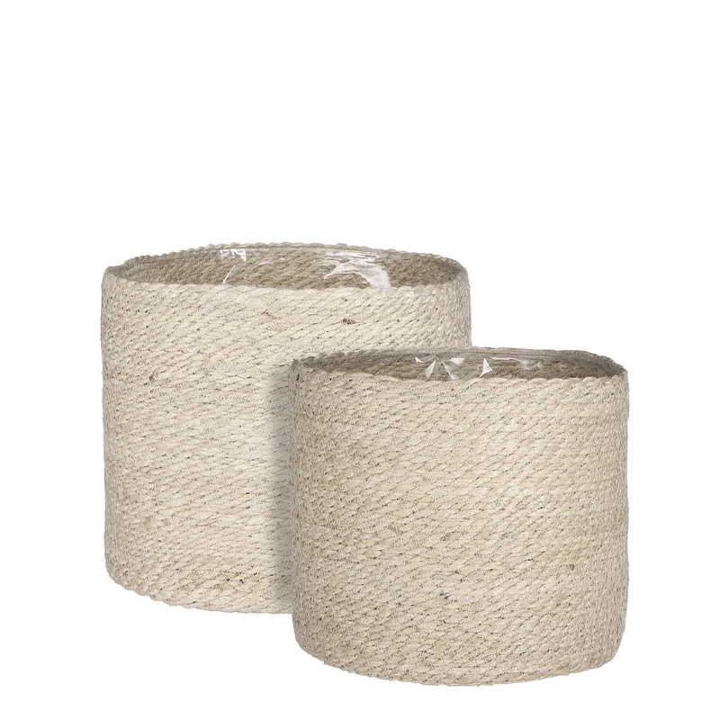 Atlantic Plantenmand - Set van 2 - H26 x Ø30 cm - Crème