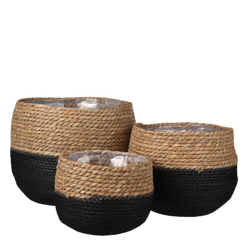 Jorck Plantenmand - Set van 3 - H24 x Ø26 cm - Zwart