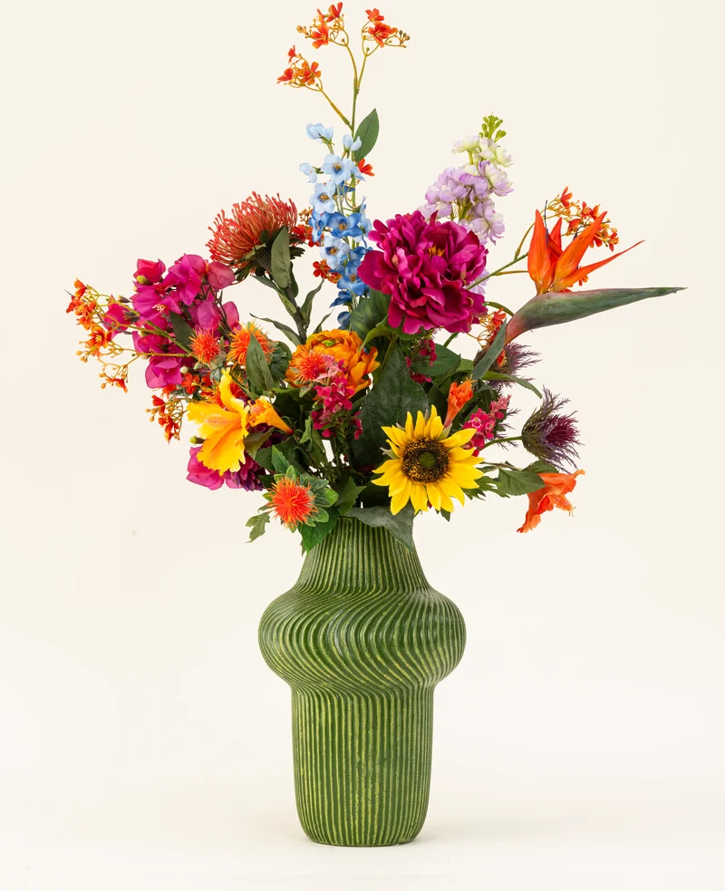 Zijden kunstbloemen boeket Colourful Spirit