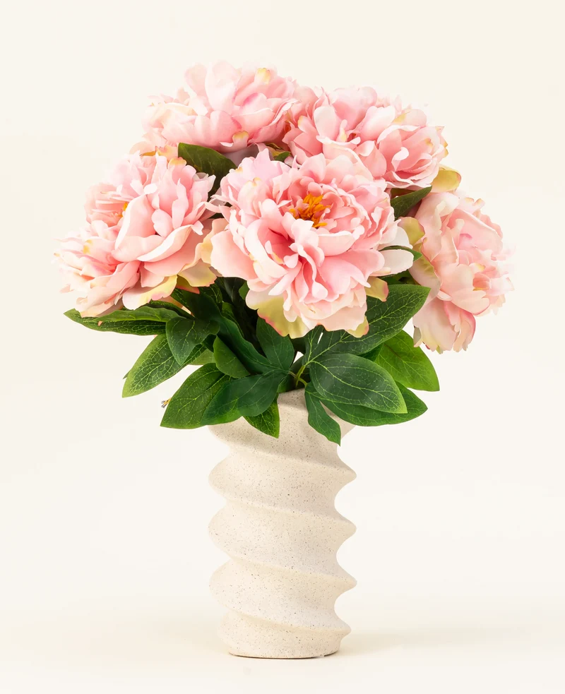 Zijden kunstbloemen boeket Peony Soft Pink