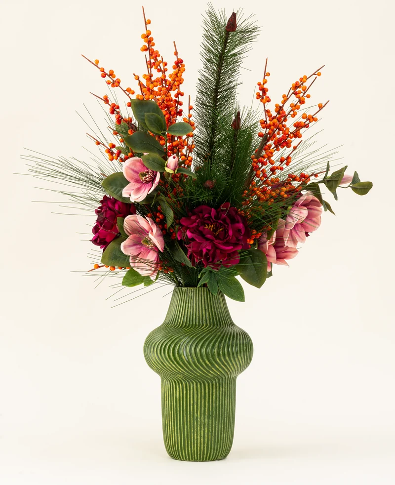 Zijden kunstbloemen boeket Cozy Winter