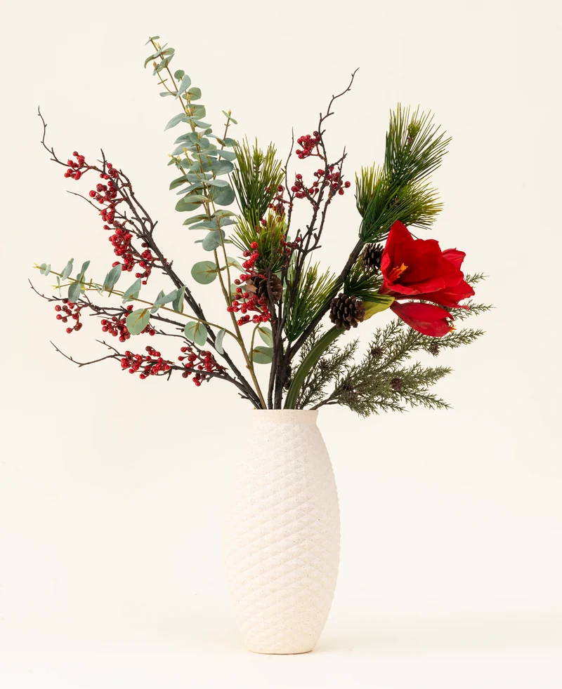 Zijden kunstbloemen boeket Winterberry Bliss