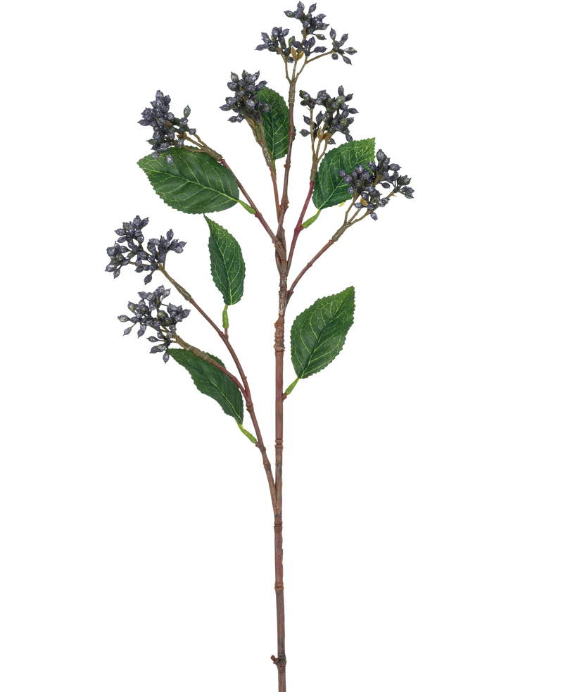 Kunsttak Berries 64 cm staalblauw