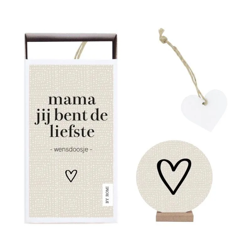 Bedankje - Wensdoosje + gelukshanger / Mama jij bent de liefste