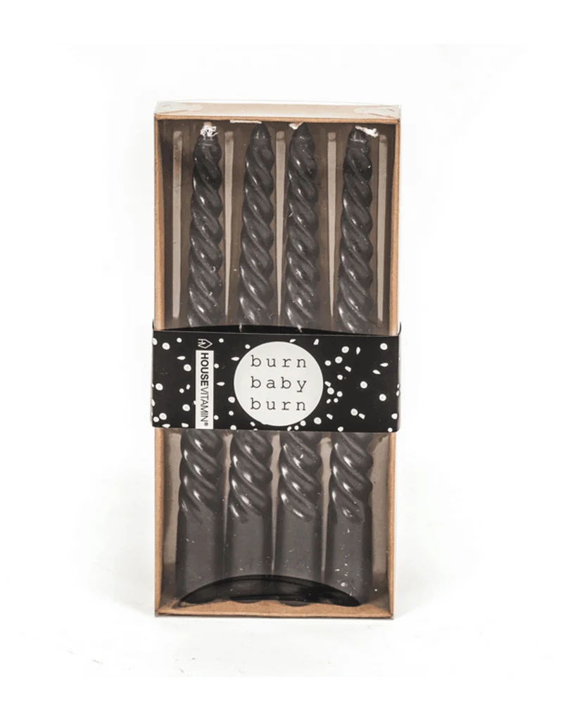 Swirl kaarsen set van 4 - Zwart
