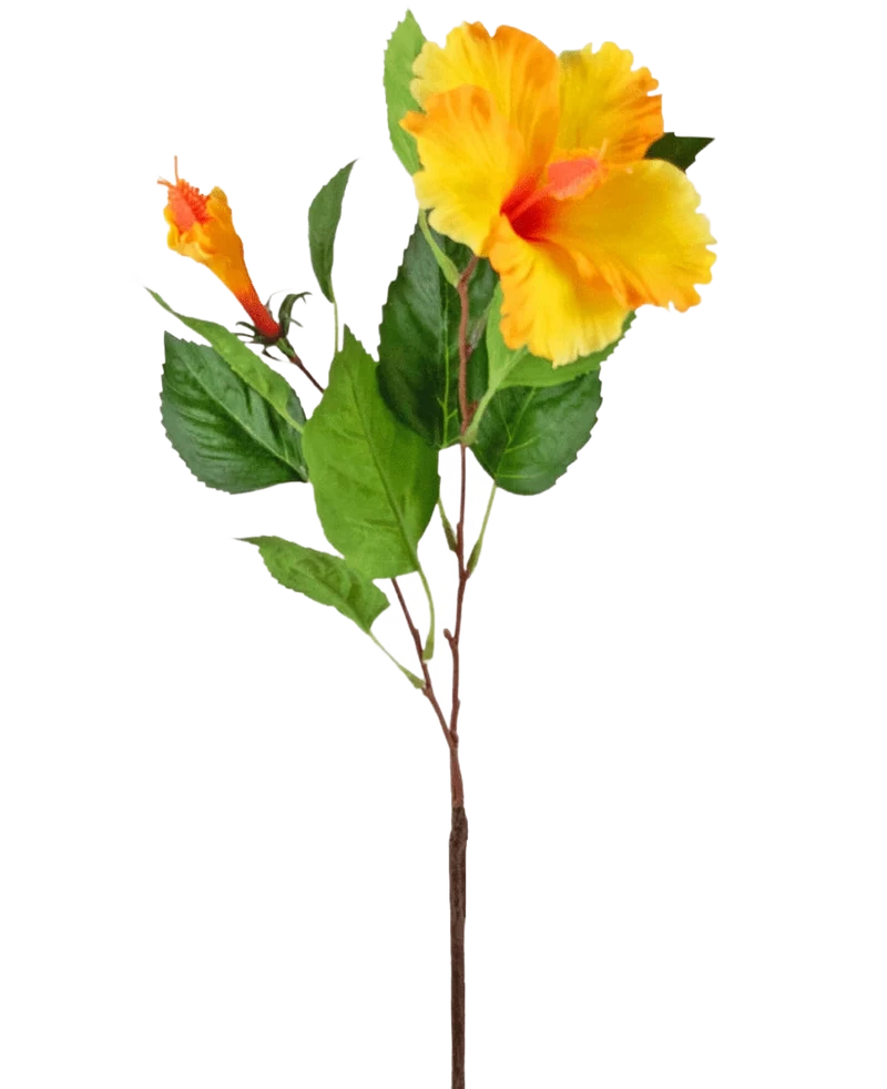 Kunstbloem Hibiscus 64 cm geel