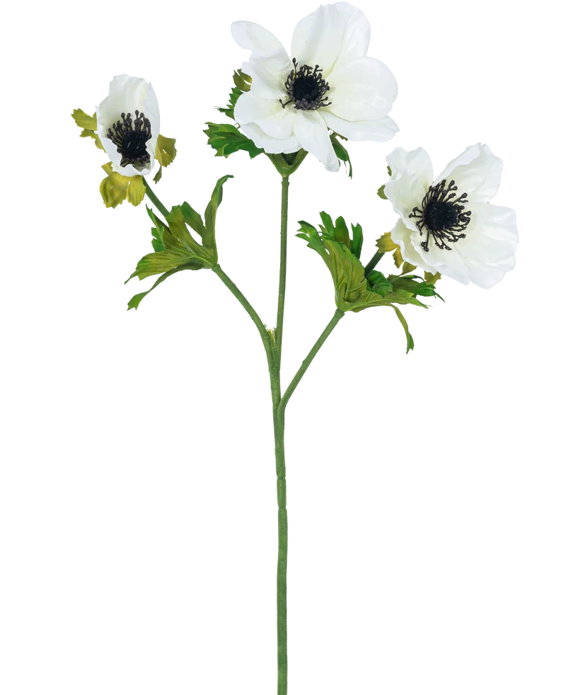 Kunstbloem Anemoon vertakt 56 cm wit