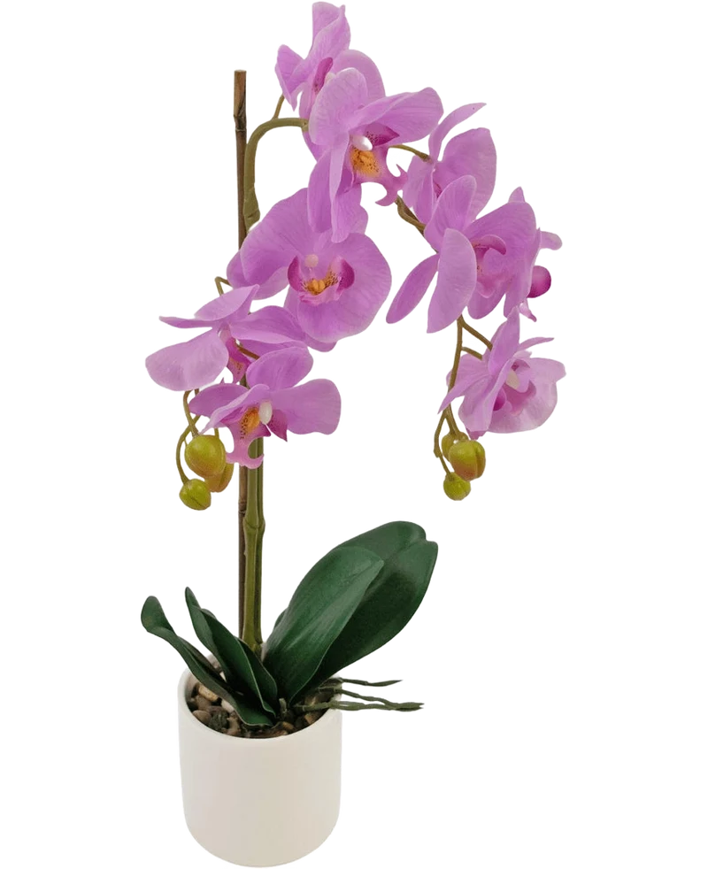 Kunst Orchidee 52 cm lila in witte pot
