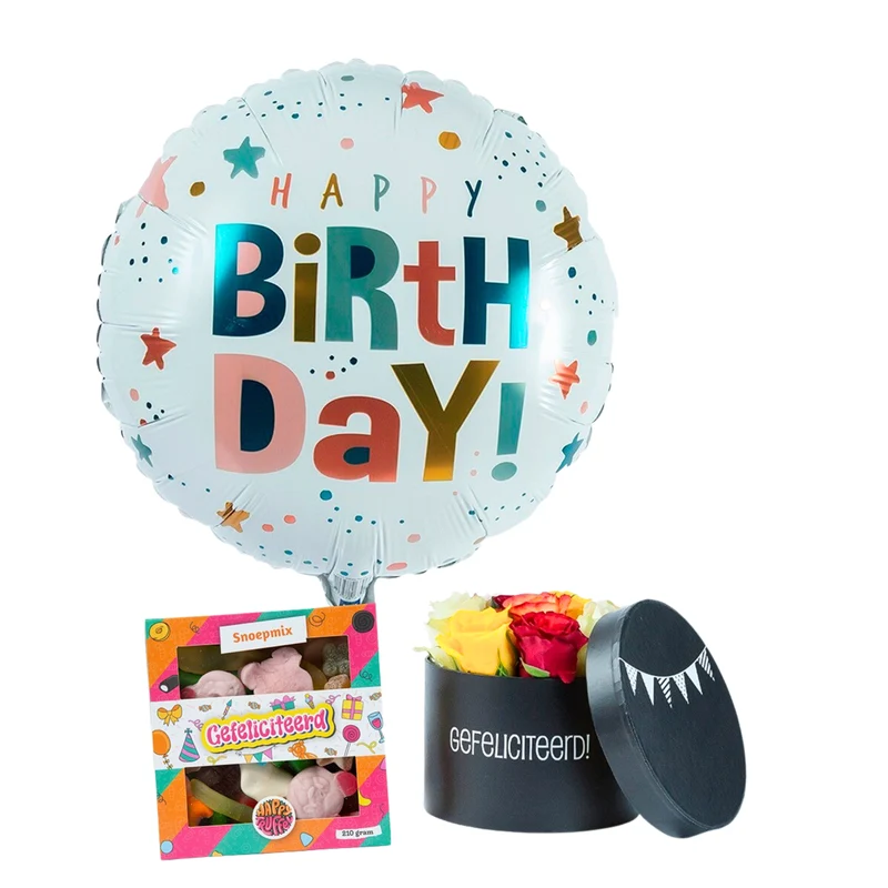 Combideal Verjaardag (chocolade, bloemen en ballon)
