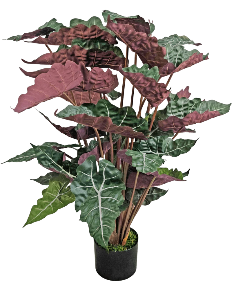 Kunstplant Alocasia 100 cm groen/rood