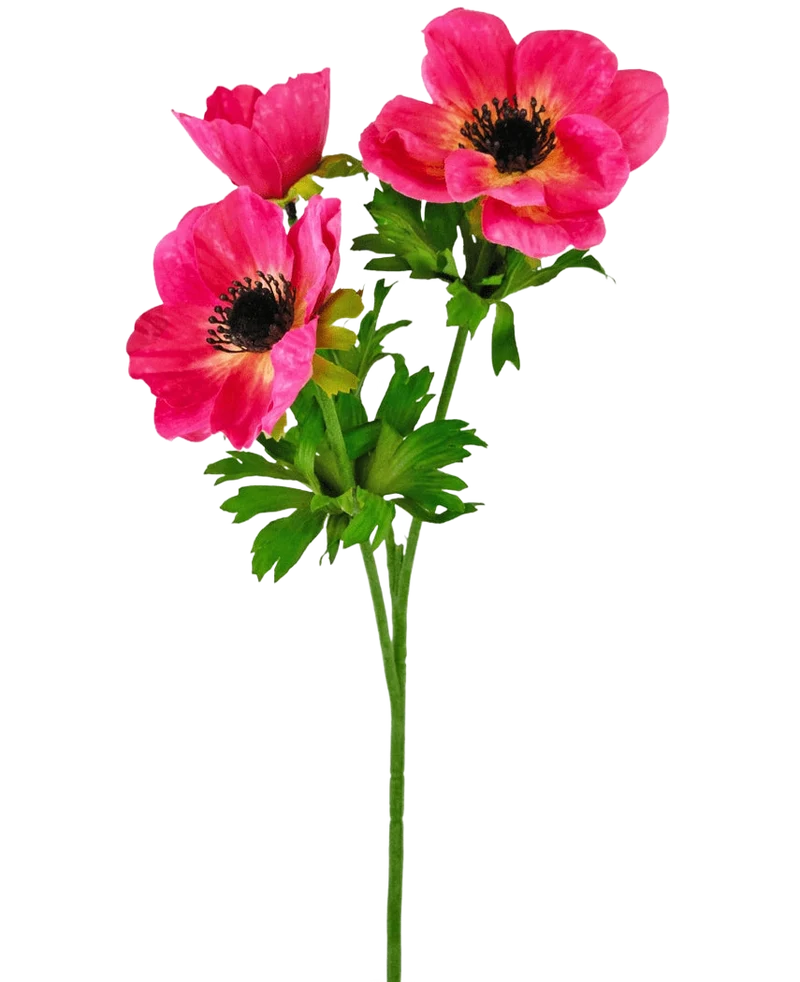 Kunstbloem Anemoon vertakt 56 cm roze