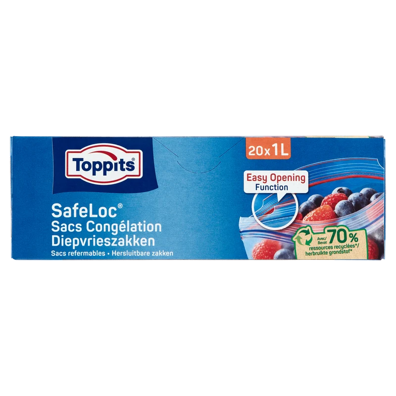 Toppits Safeloc Zip Diepvrieszakken 1L