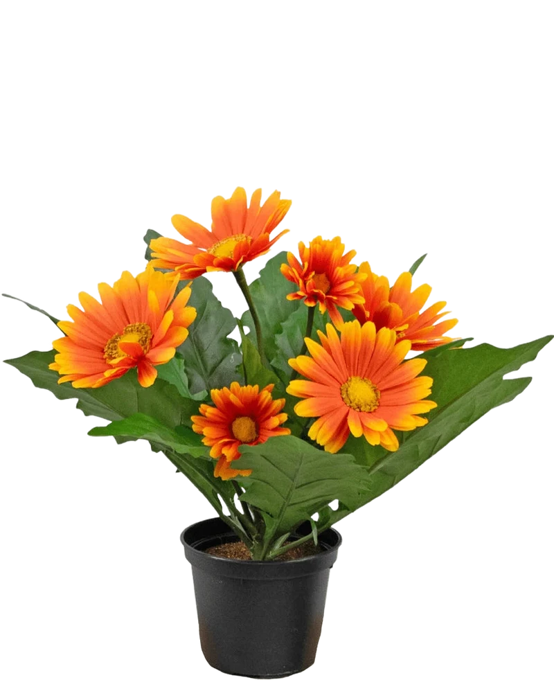 Kunstplant Gerbera UV 28 cm oranje