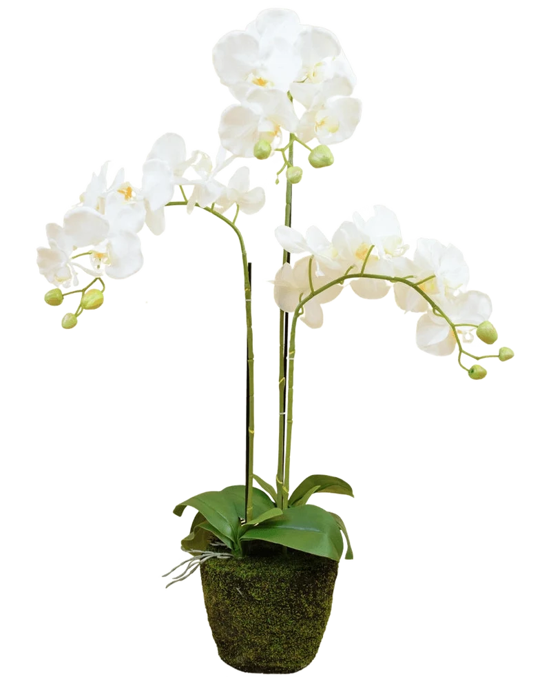 Kunst Orchidee 58 cm wit