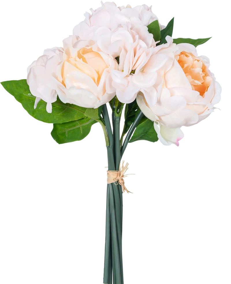 Kunstboeket mix bloemen Real Touch Champagne 30 cm