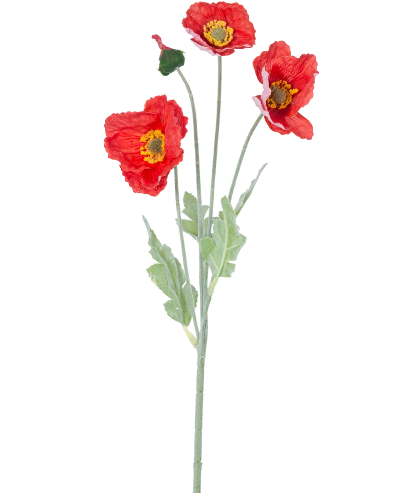 Kunstbloem Poppy Real Touch rood 60 cm