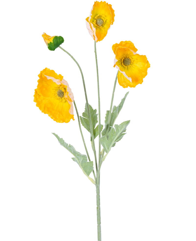 Kunstbloem Poppy Real Touch geel 60 cm