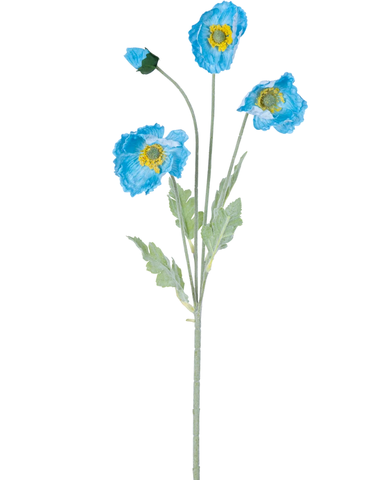 Kunstbloem Poppy Real Touch Blauw 60 cm