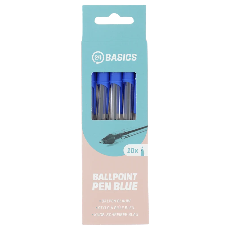 24Basics Balpen met dop blauw 10st