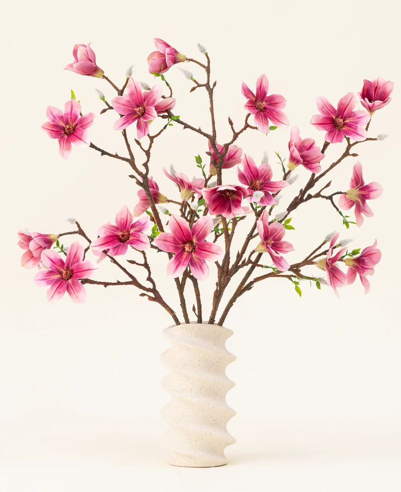 Zijden kunstbloemen boeket Magnolia roze